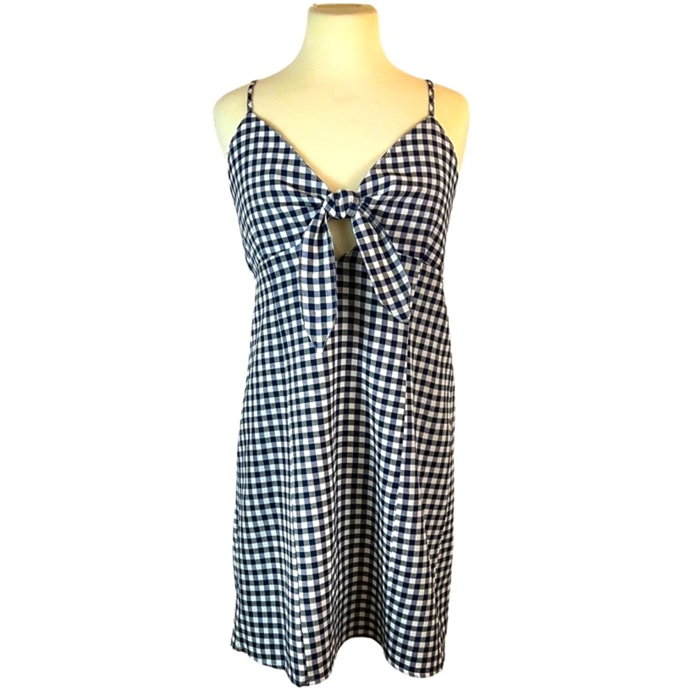 Dresslily Gingham Tied Smocked Mini Dress Size L